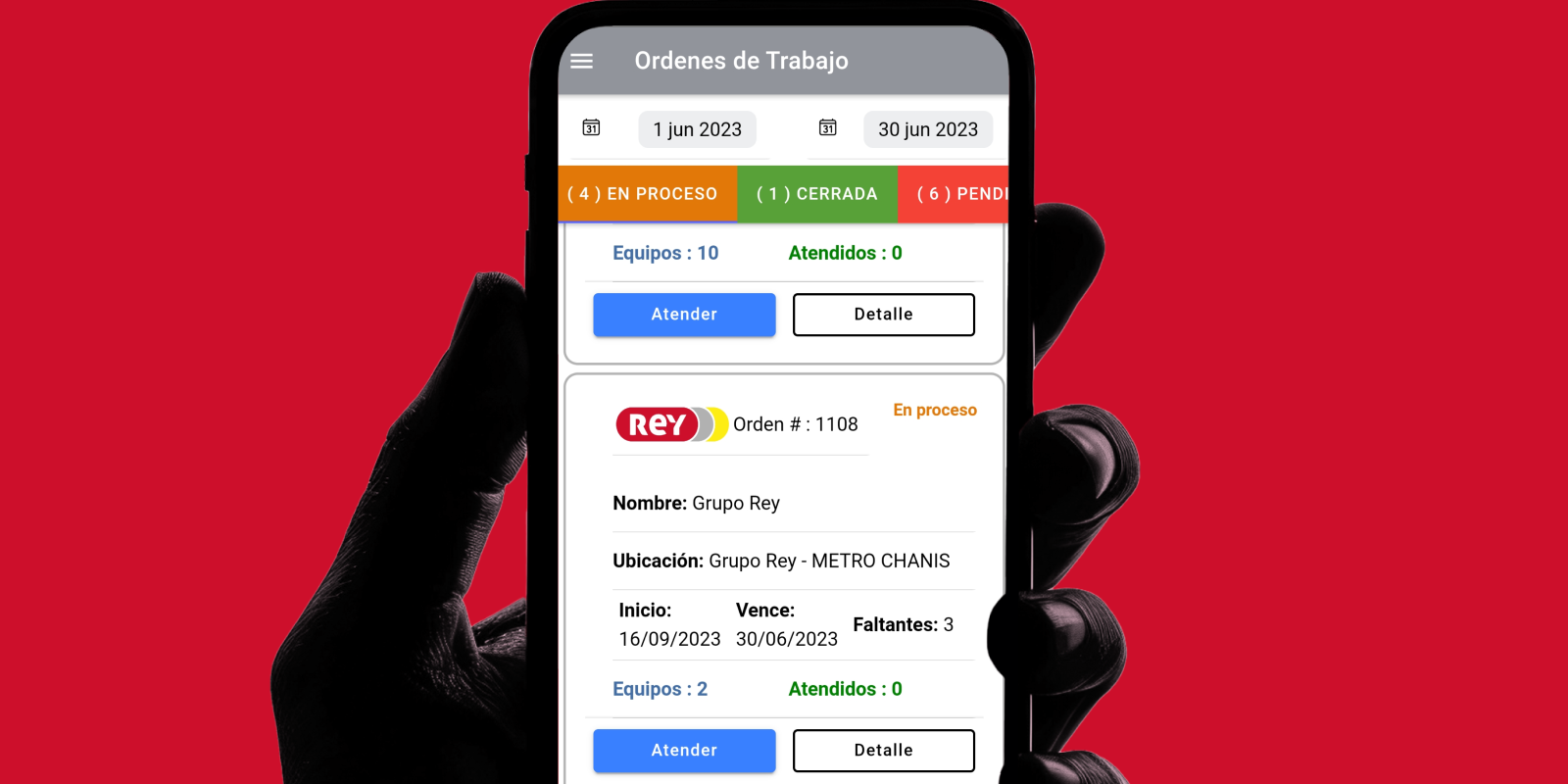 Mockup de app móvil para técnicos en campo SistelecDB